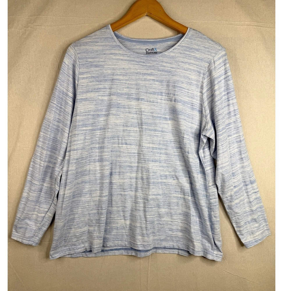 Croft & Barrow Womens Long Sleeve The Classic Tee Plus Size 1X Blue